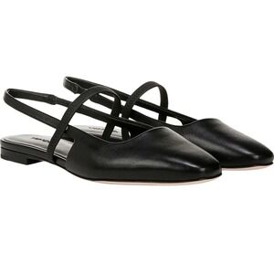 Vince Bernice Black Leather Slingback Pointed Toe Flats Shoes Womens 8M  $330